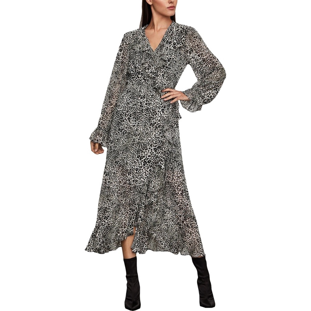 BCBG Elegant Black and White Leopard Print Dress